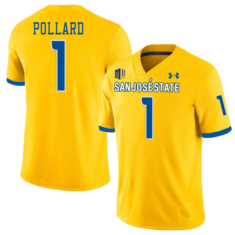 #1 Jordan Pollard SJSU Jersey,San Jose State Spartans Football Jersey College Uniforms-Gold #1 Jordan Pollard SJSU Jersey,San Jose State Spartans Football Jersey College Uniforms-Gold